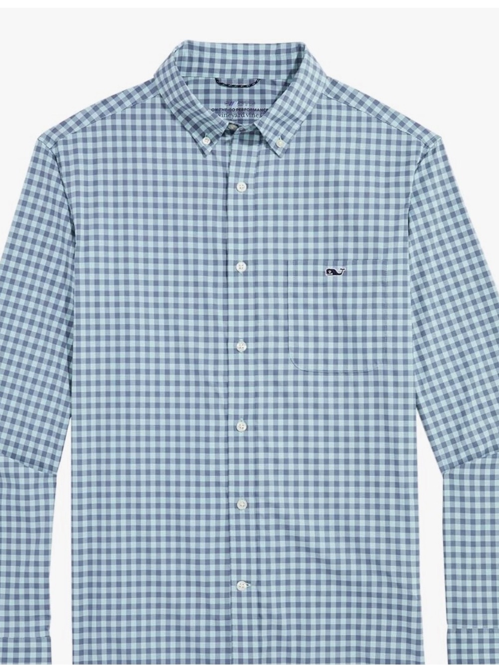 Vineyard Vines Light Blue and Navy Gingham Button-Down Shirt